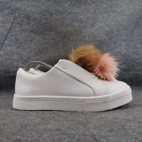 Sam Edelman Shoes Womens 8.5 Sneakers Leya Fashion Pom Pom Slip On Leather White - Picture 14 of 14